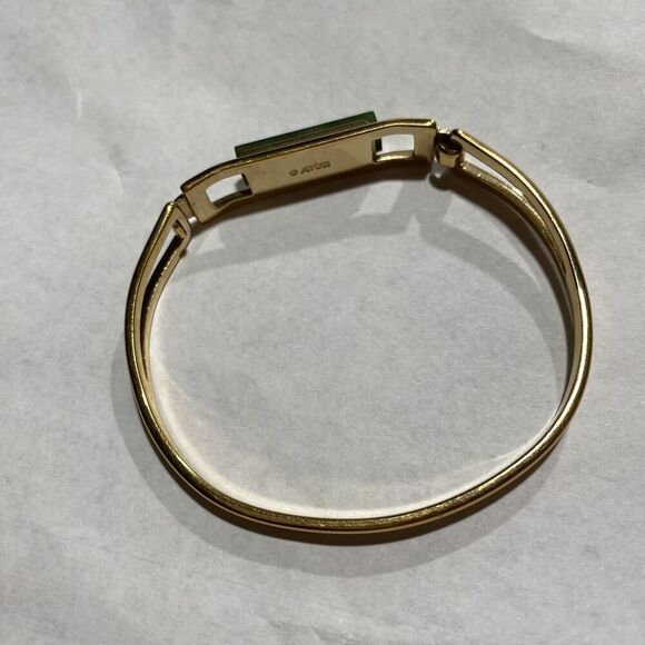 Avon Vintage 1978 Gold-Tone Green Faux Treasured Jade Bar Hinged Bracelet 2.2” - Picture 7 of 12